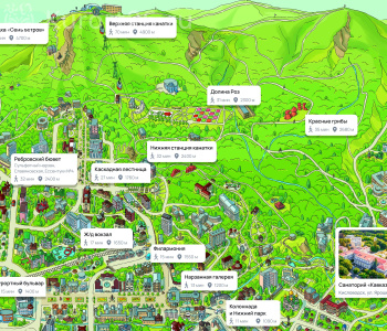 Санаторий «Кавказ» Кисловодск — карта расположения